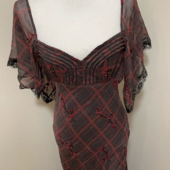 NWT Free People Fallen Flowers Midi Dress Embroidered Beaded size 2 - Picture 8 of 14